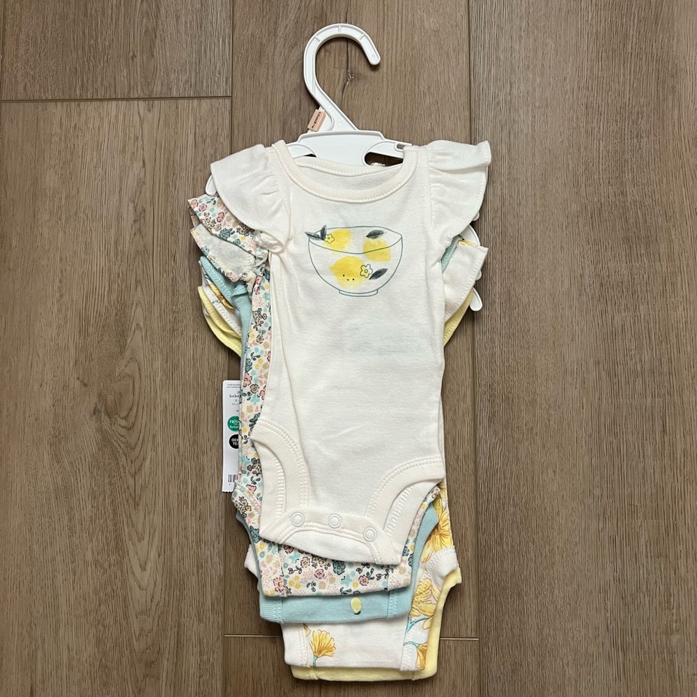 NWT Premie Carter's Cream and Yellow Bodysuits Set